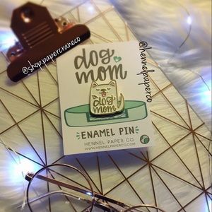 🧧SALE 3/$15 Dog Mom White Enamel Pin by Hennelpaperco